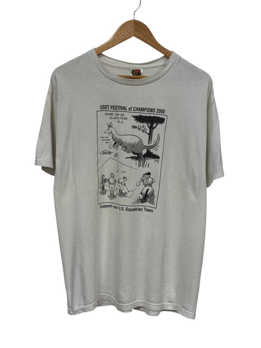 Vintage 2000 Equestrian Team Cartoon Graphic Tee Size Large