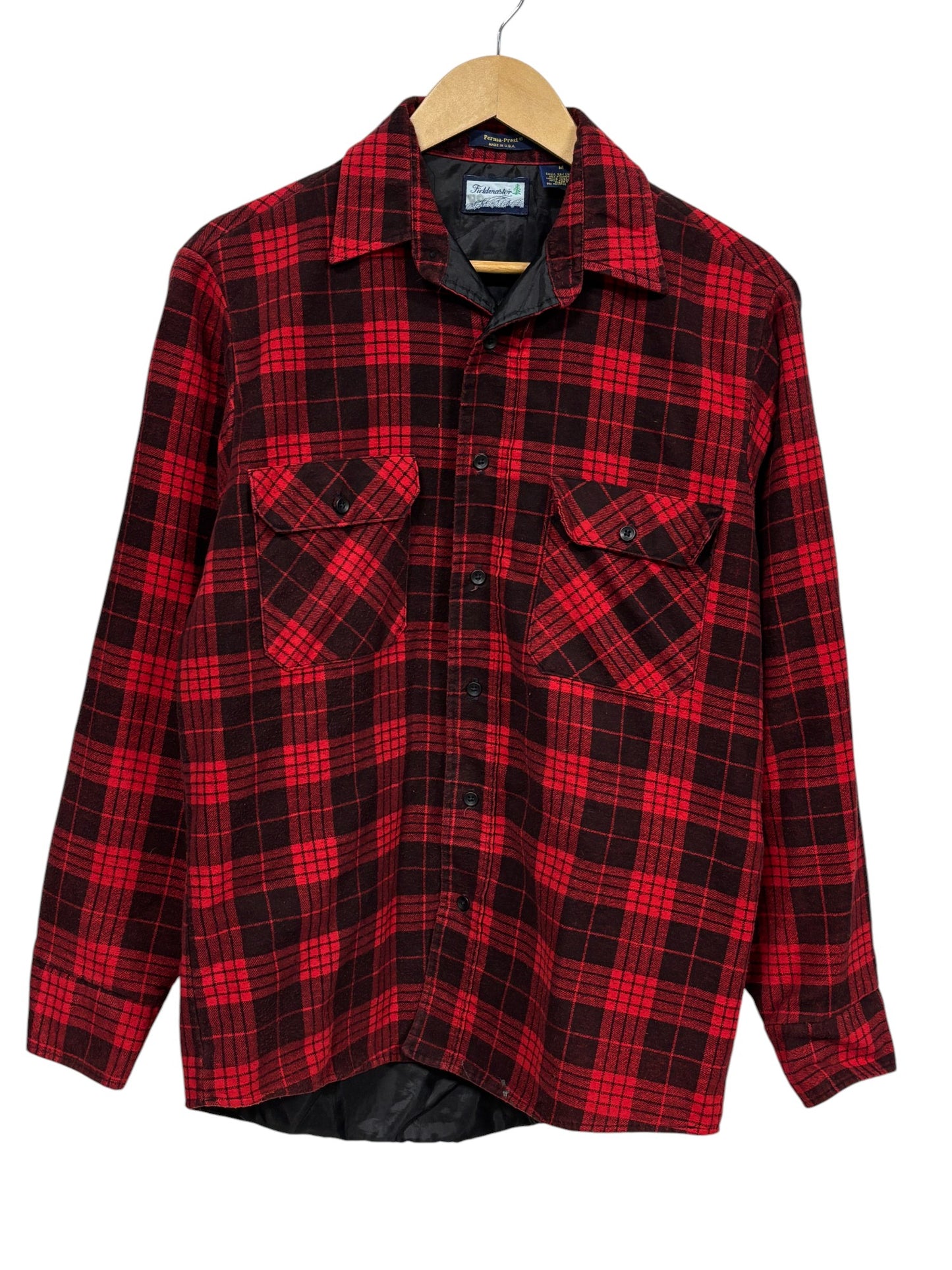 Vintage Fieldmaster Made in USA Red Insulated Flannel Button Up Size Medium