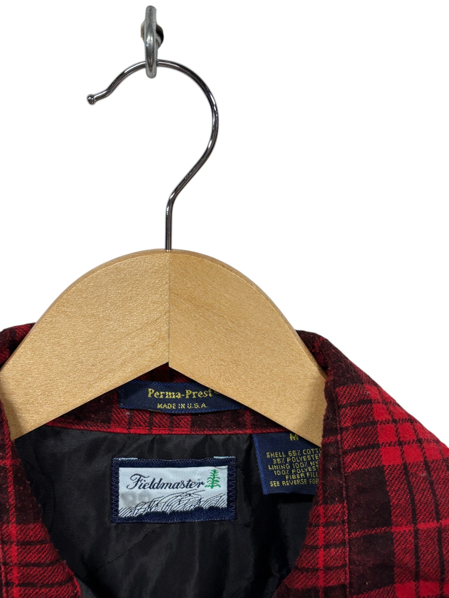 Vintage Fieldmaster Made in USA Red Insulated Flannel Button Up Size Medium