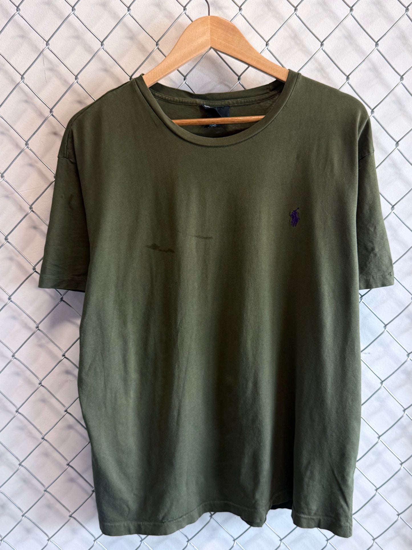 Vintage Polo Ralph Lauren Olive Green Small Pony Graphic Tee Size Medium