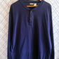 Vintage 90's LL Bean Navy Blue Long Sleeve Henley Shirt Size Large