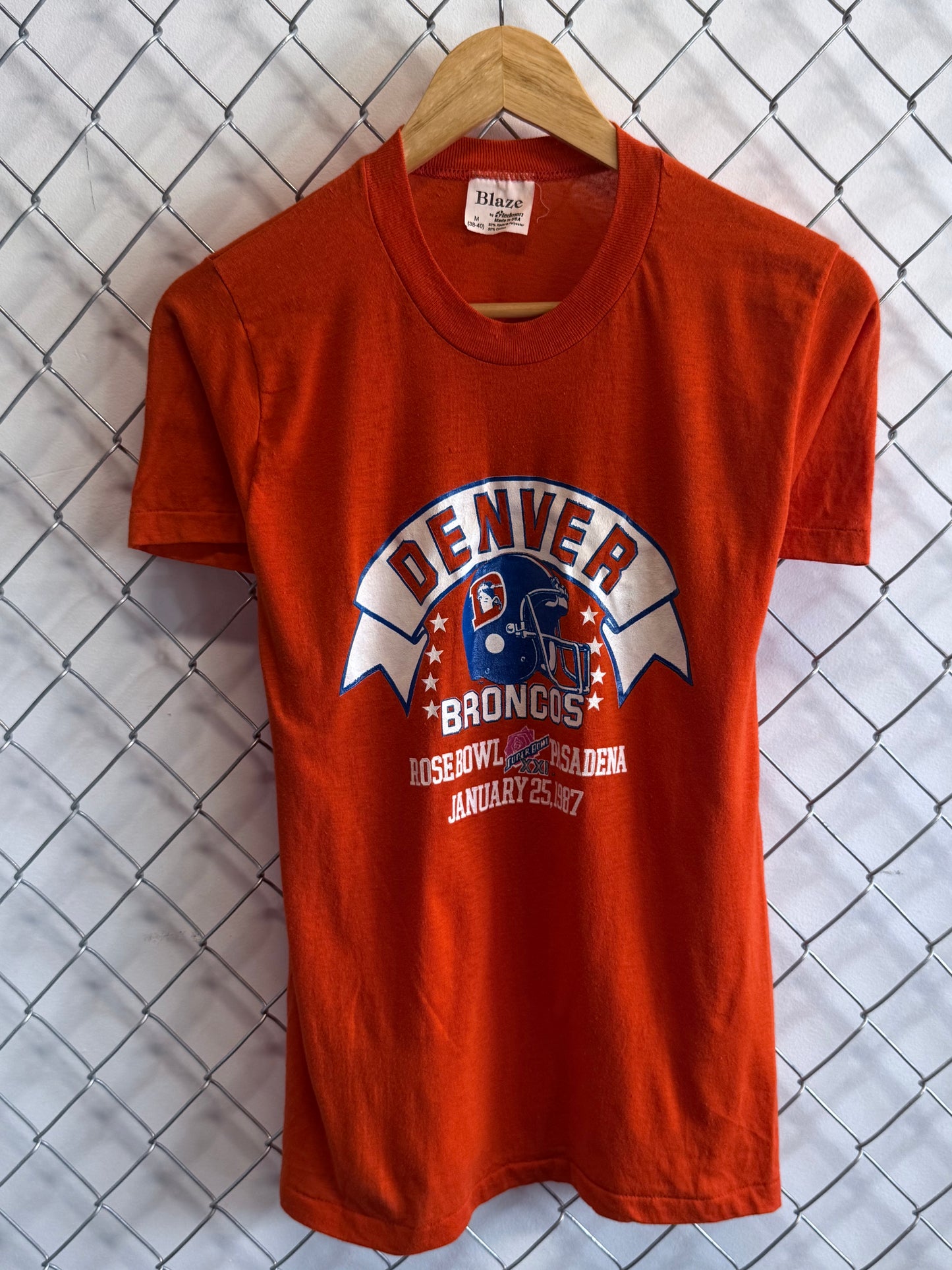 Vintage 1987 Denver Broncos Rose Bowl Pasadena Football Tee Size Medium