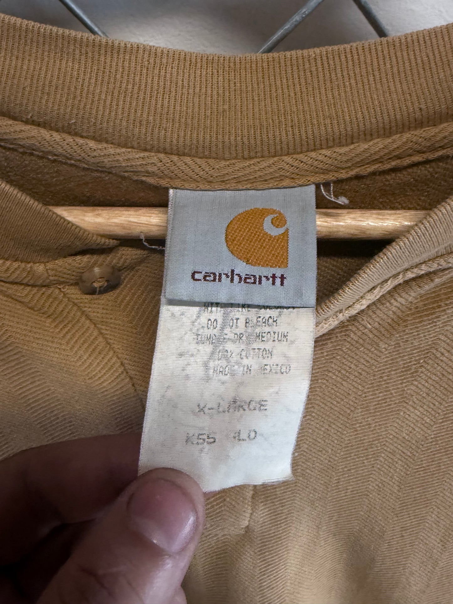 Vintage 90's Carhartt Heavy Weight Brown Henley Shirt Size XL