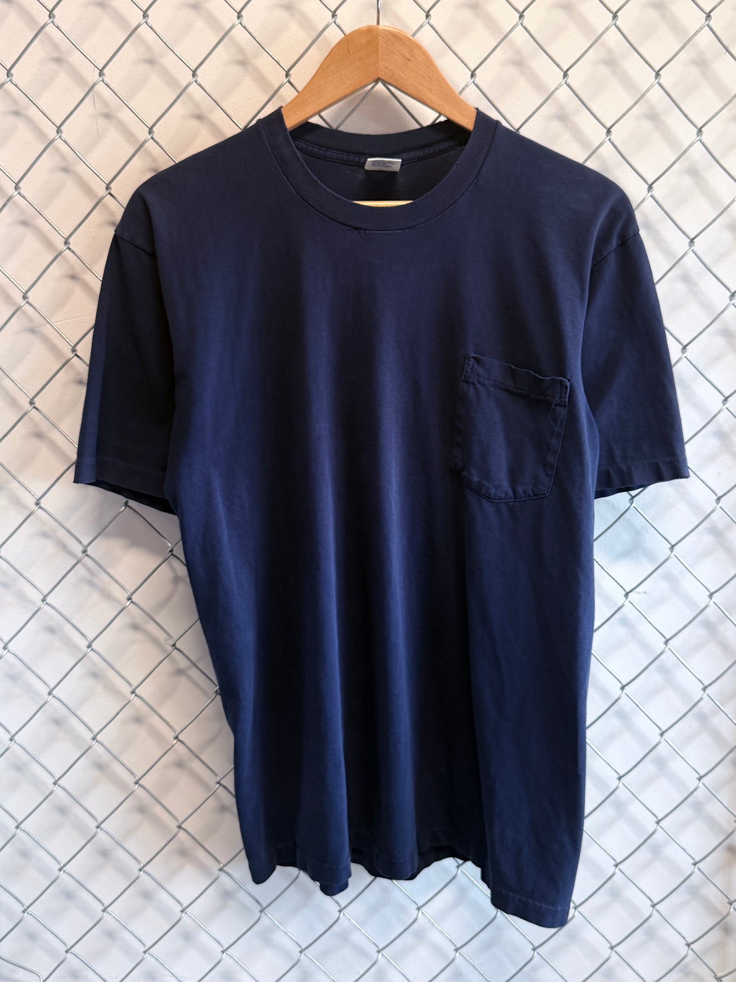 Vintage JC Penney Towncraft Blue Blank Pocket Tee Size Medium