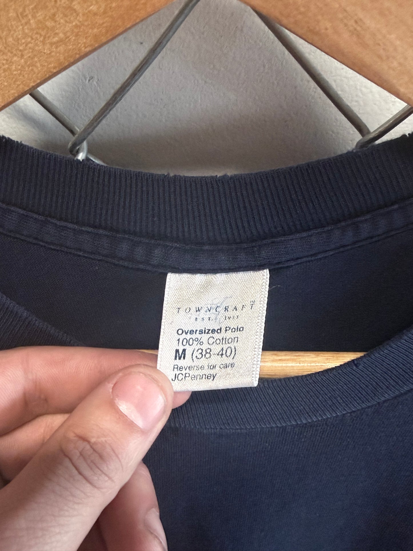 Vintage JC Penney Towncraft Blue Blank Pocket Tee Size Medium
