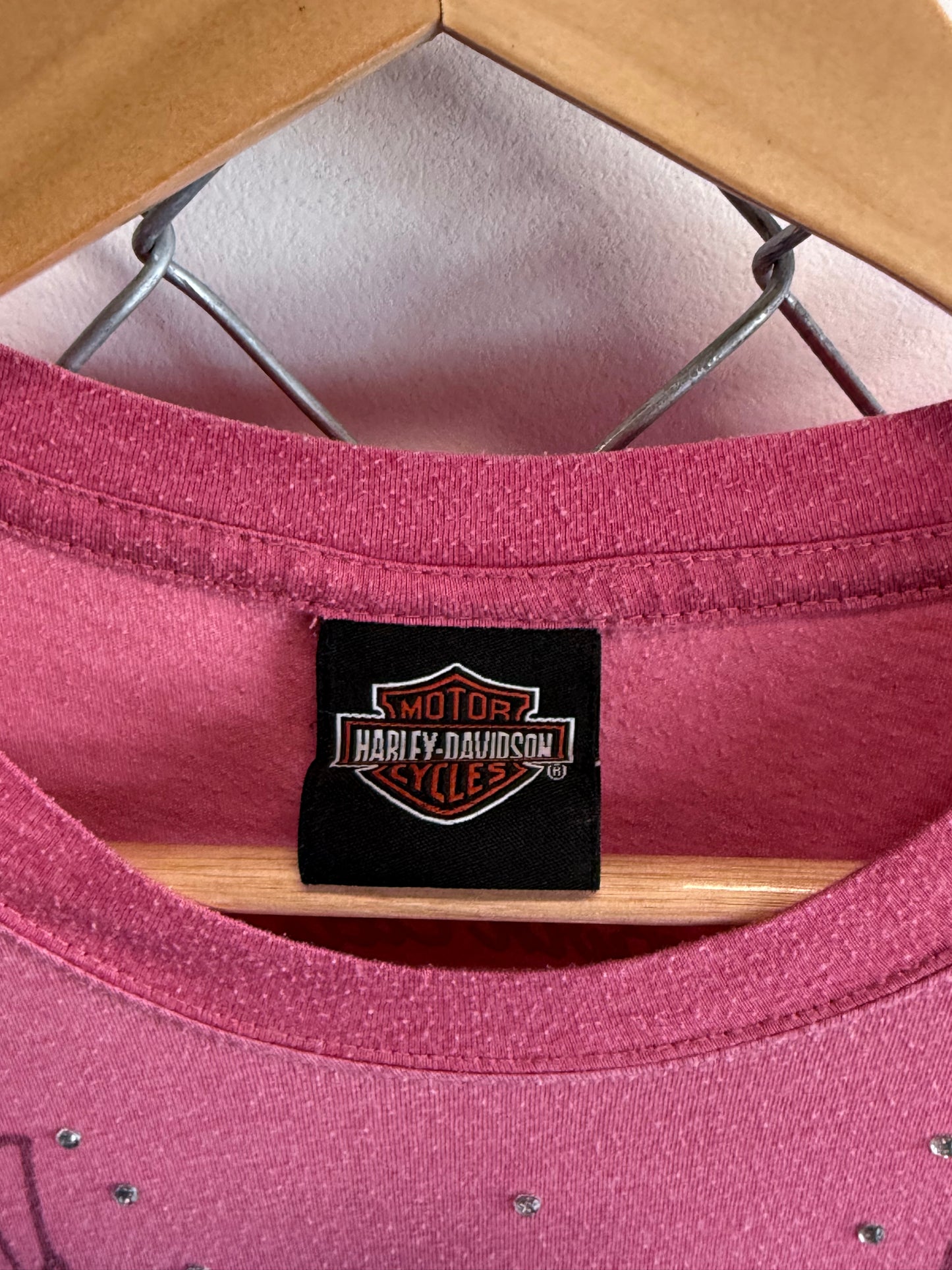 Harley Davidson Women's Pink Long Sleeve Biker Shirt Size Large