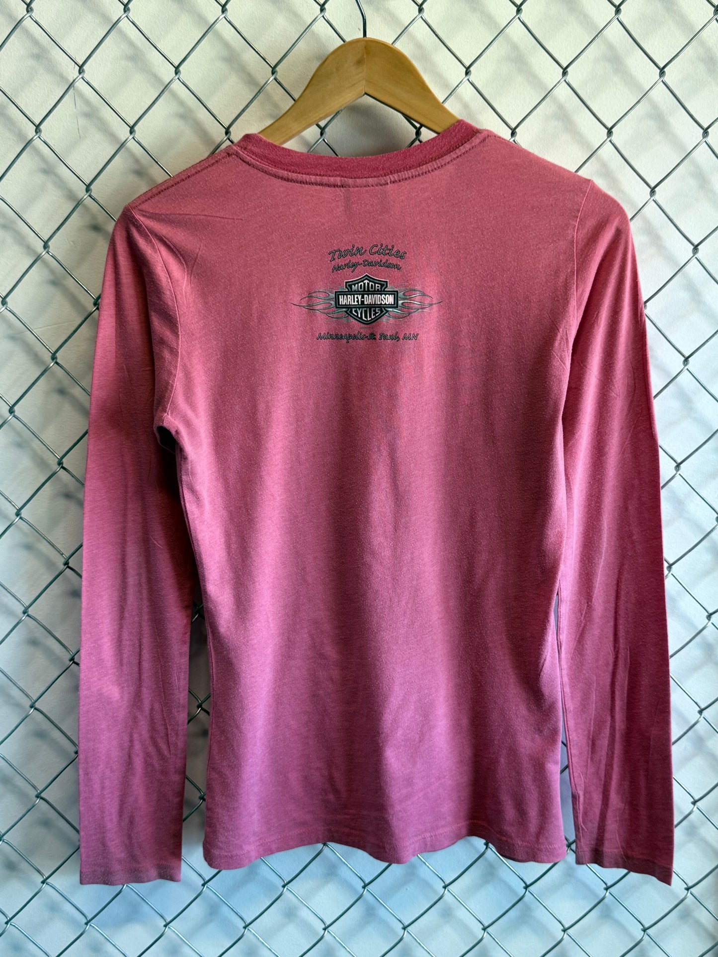 Harley Davidson Women's Pink Long Sleeve Biker Shirt Size Large