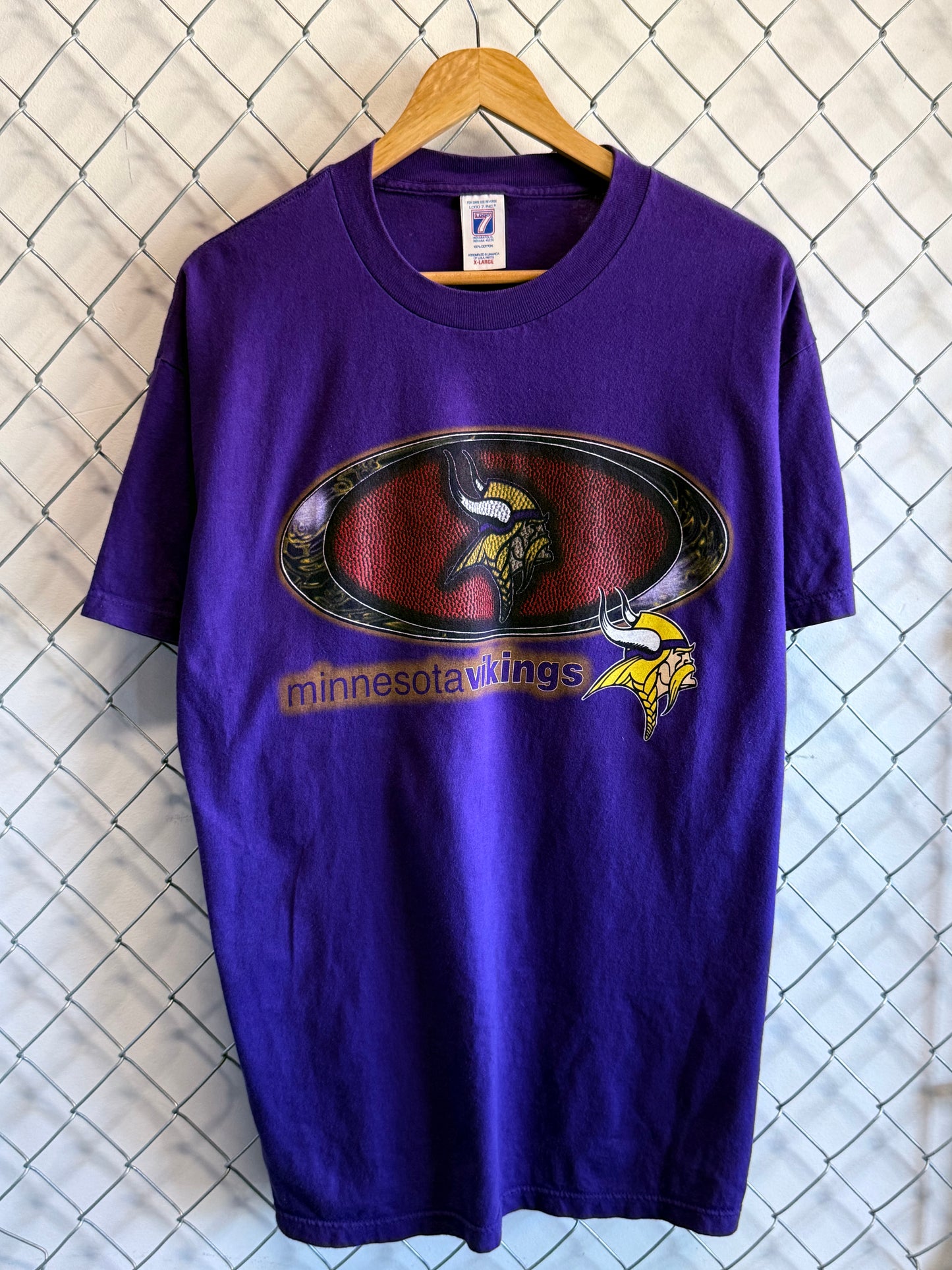 Vintage 90's Logo 7 Minnesota Vikings NFL Graphic Tee Size XL