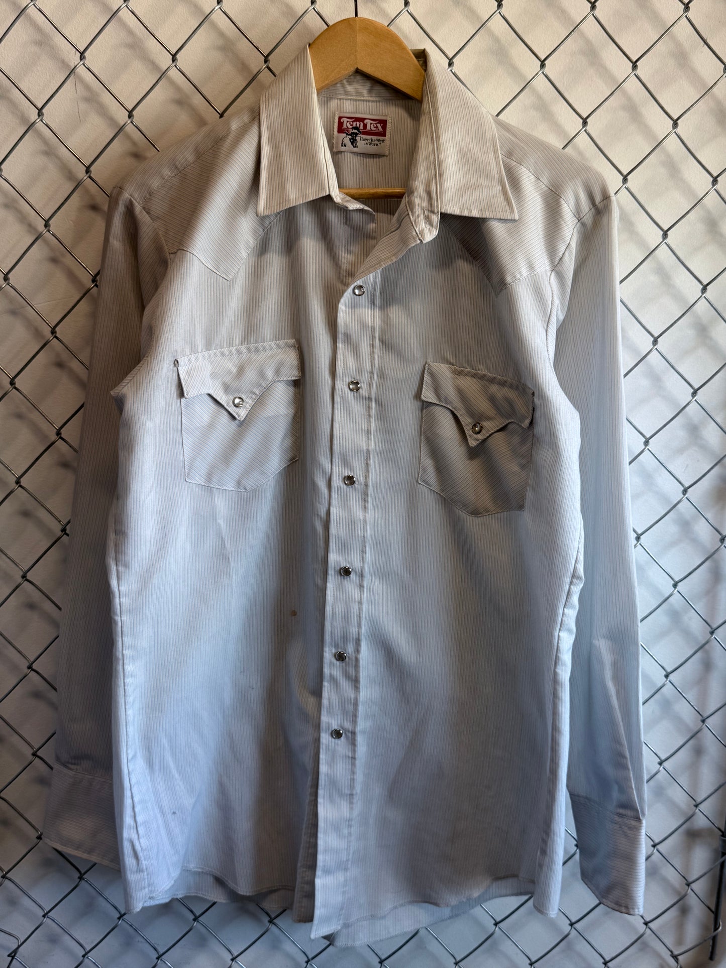 Vintage TemTex Pearl Snap Western Button Up Shirt Size XL