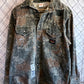 Woodland Camo Pearl Snap Button Up Long Sleeve Shirt FR Size XL