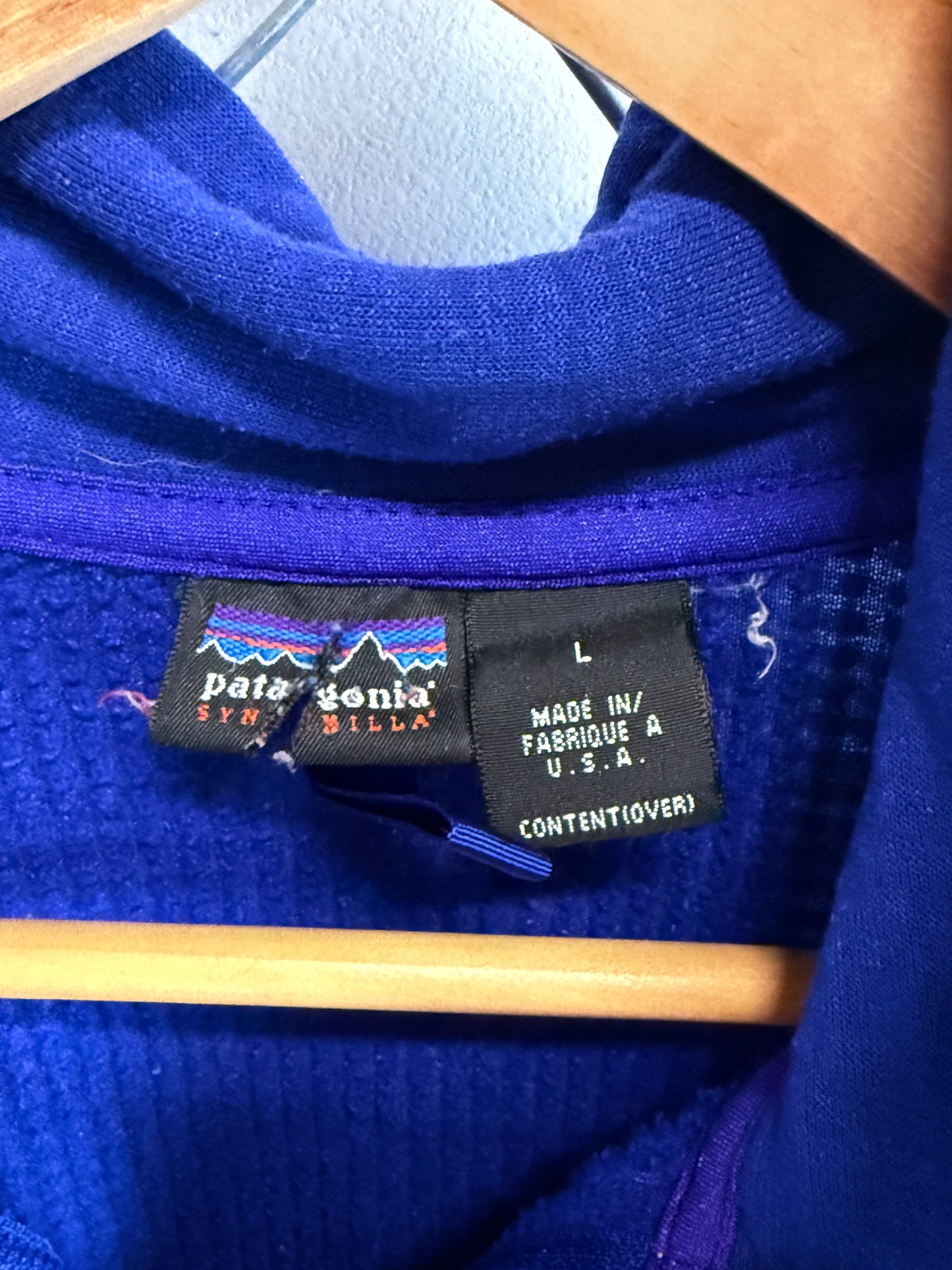 Vintage Patagonia Blue Fleece Zip Up Sweater Size Large