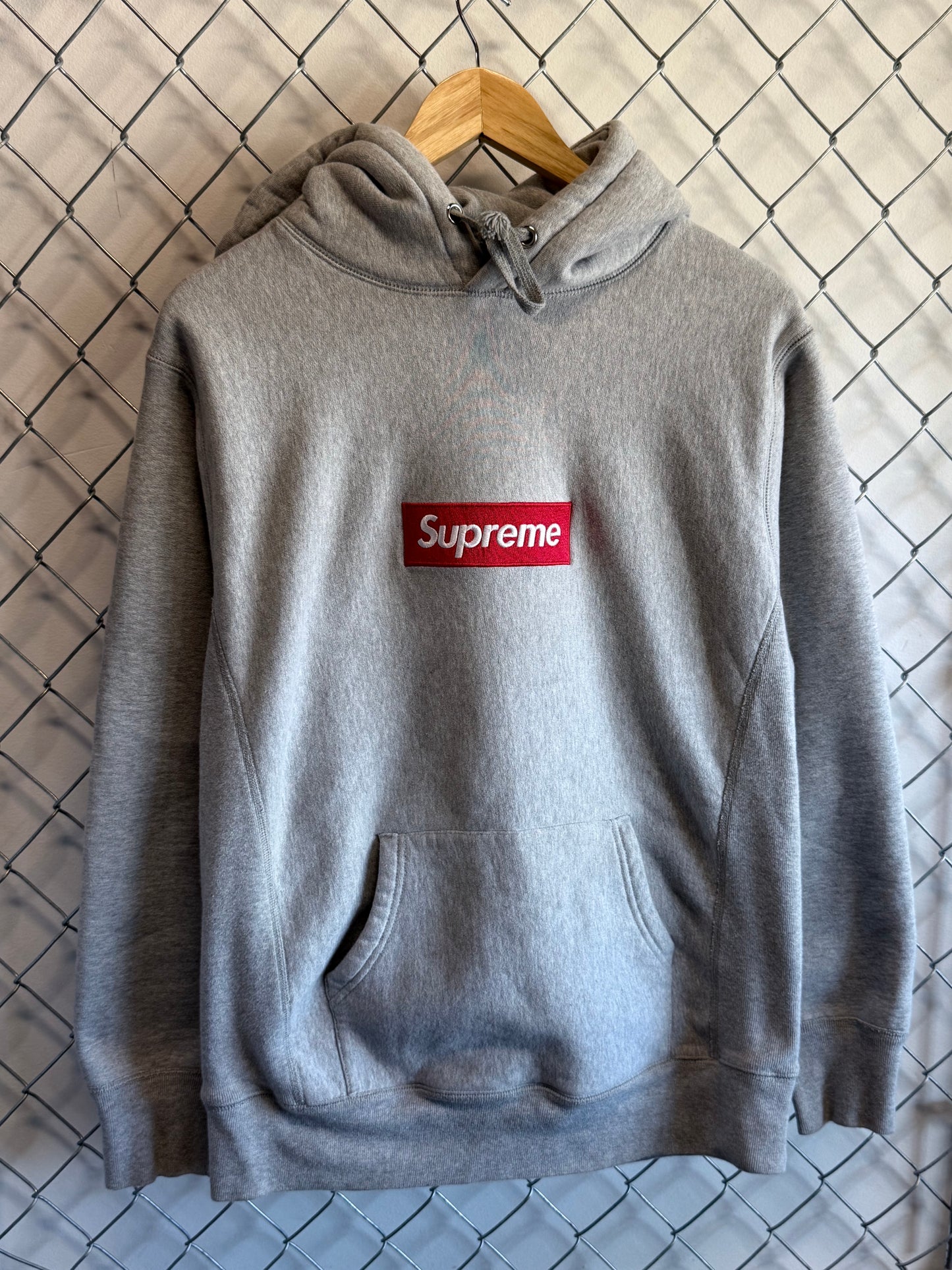 Supreme Heather Grey Box Logo Hoodie Size Large