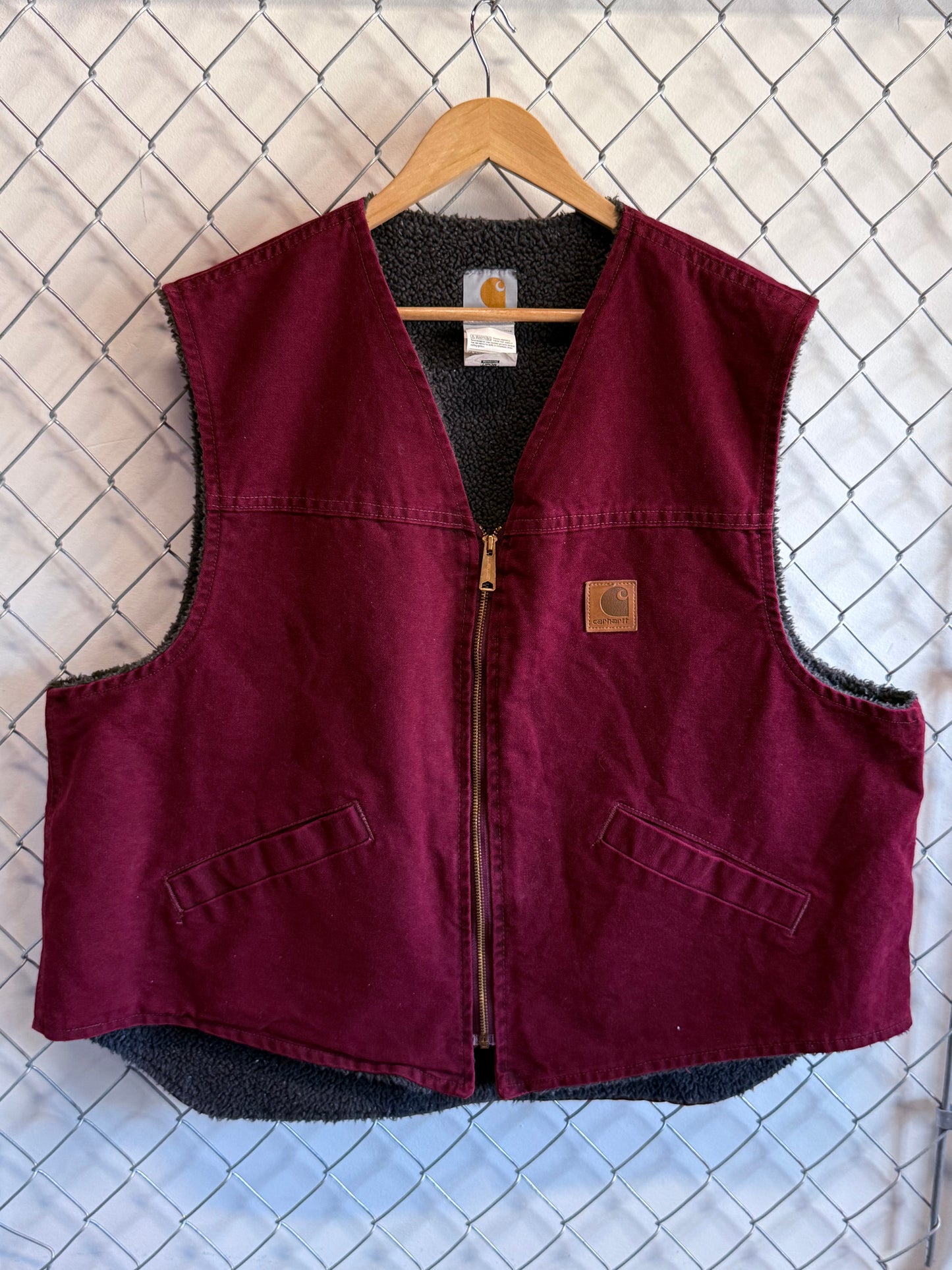 Vintage Carhartt Crimson V13 Made in USA Zip Up Vest Size XXL