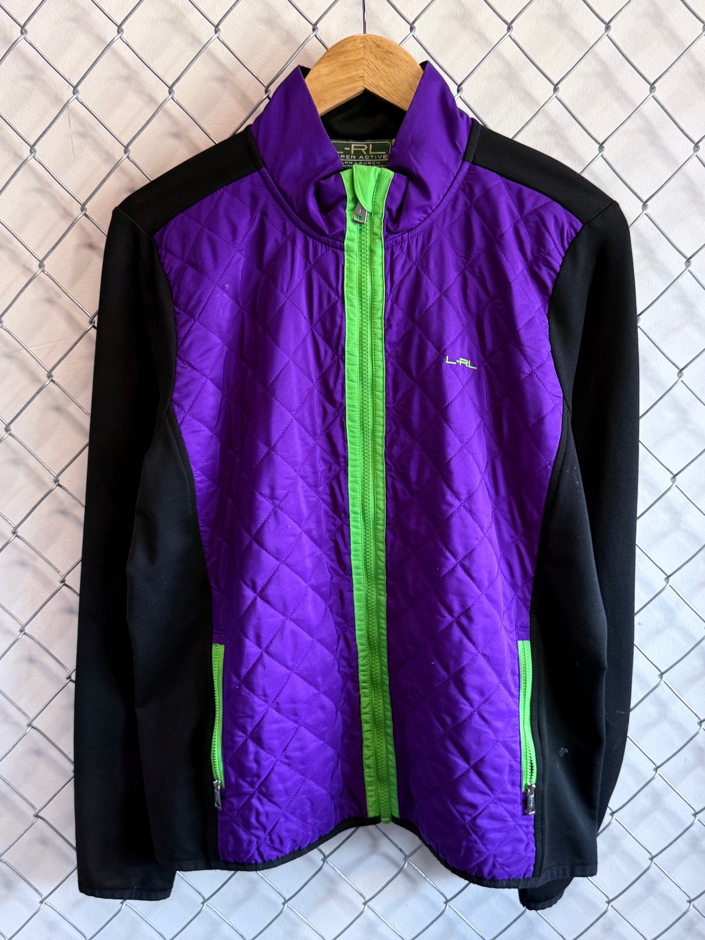 Vintage Women's Lauren Ralph Lauren Active Purple Zip Up Jacket Size XL