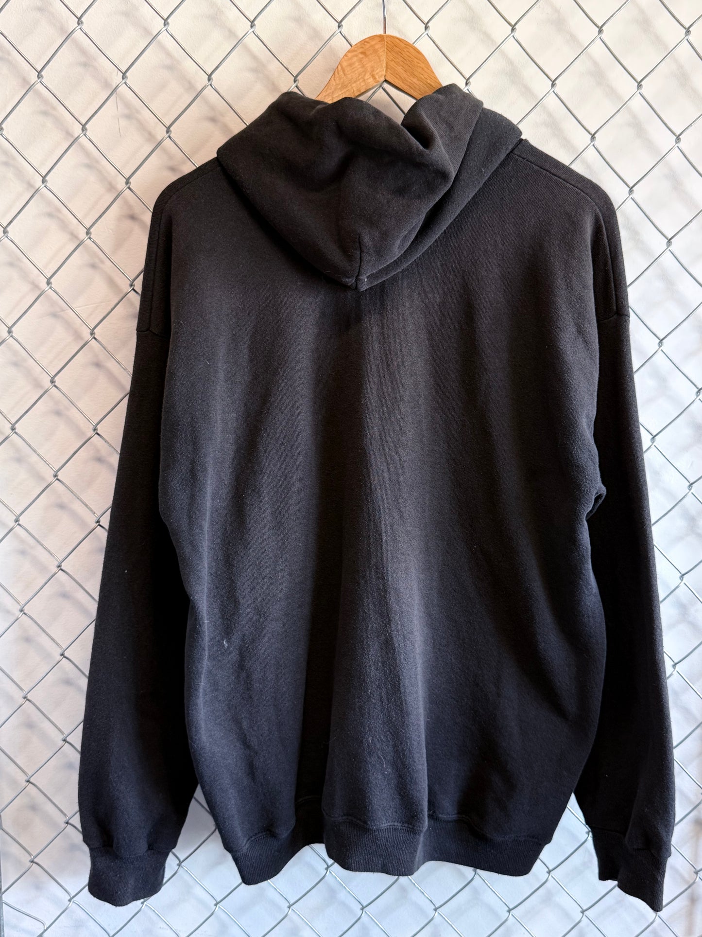 Vintage Sturdy Sweats Black Blank Zip Up Hoodie Made in USA Size Large