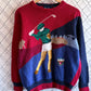 Vintage Par Four Golf Big Print Red Crewneck Sweater Size Medium