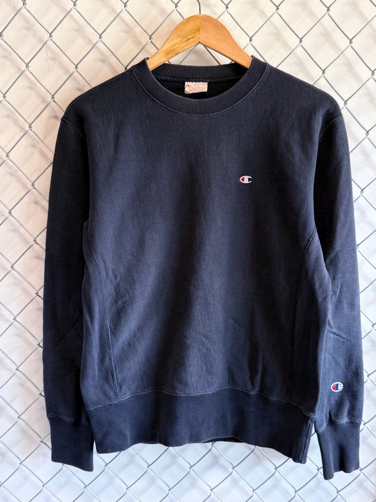Vintage Champion Reverse Weave Black Crewneck Sweater Rochester Size Large