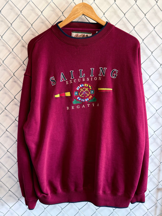 Vintage 90's Sailing Red Crewneck Sweater Size XL