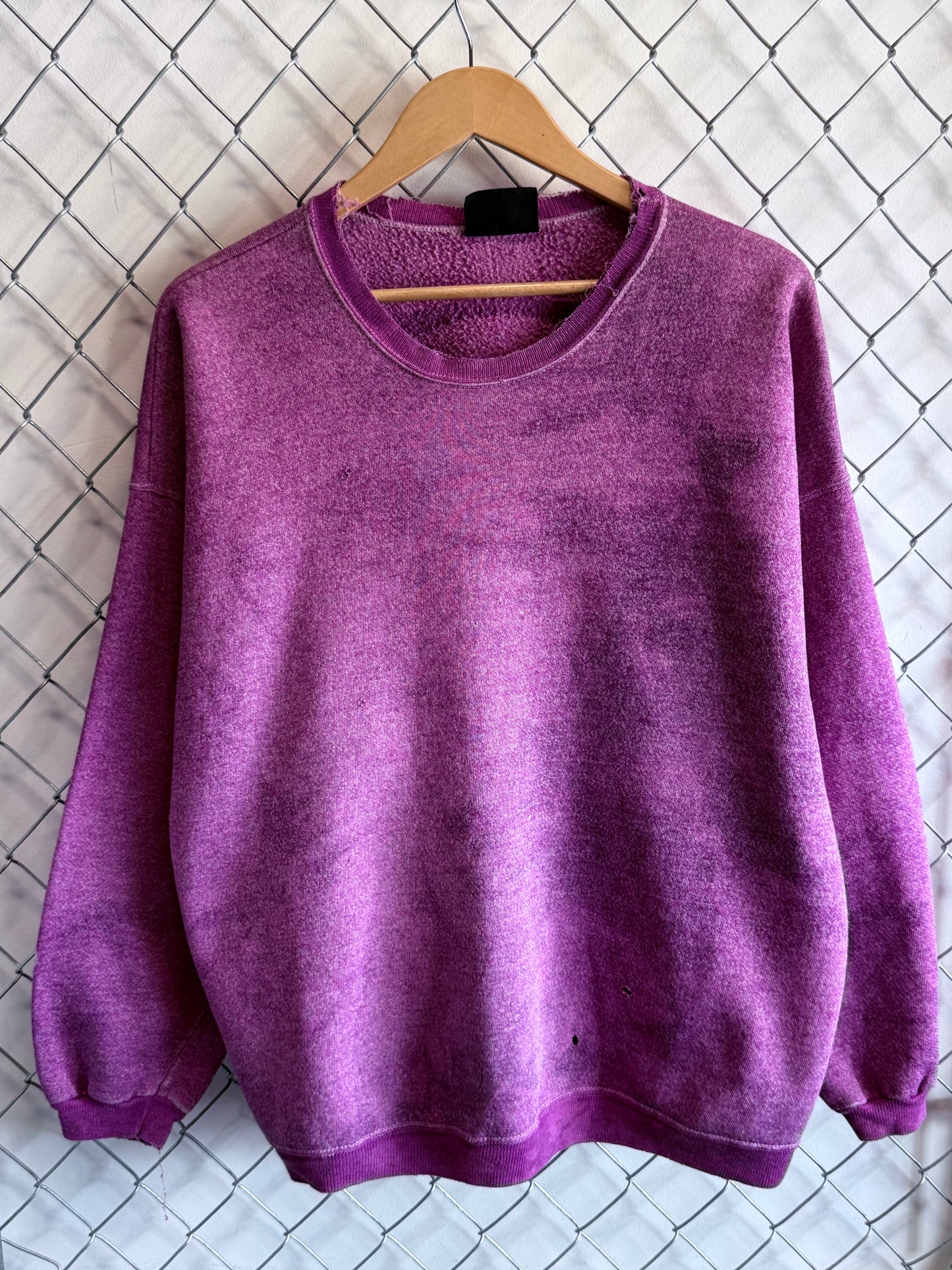 Vintage 90's Hanes Women's Overdyed Purple Crewneck Sweater Size XXL