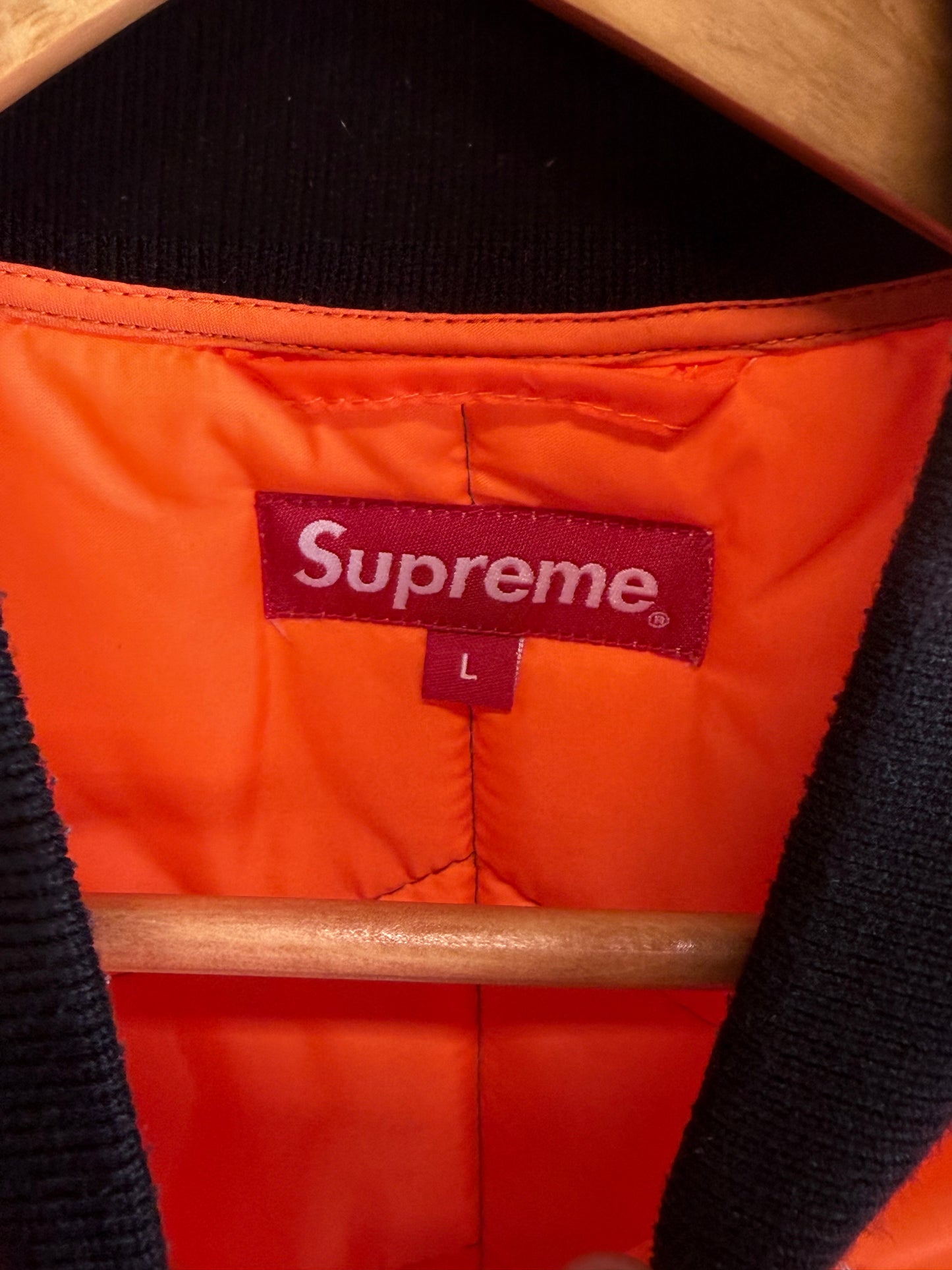 Supreme Quilted Spiderweb Work Jacket Orange Size Large