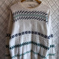 Vintage 90's White Knit Geometric Pattern Sweater Size Large