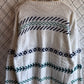 Vintage 90's White Knit Geometric Pattern Sweater Size Large