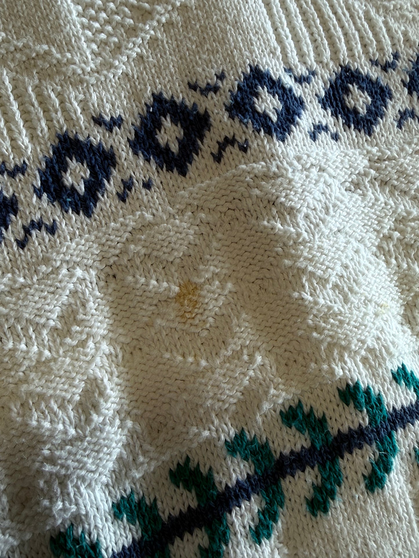 Vintage 90's White Knit Geometric Pattern Sweater Size Large
