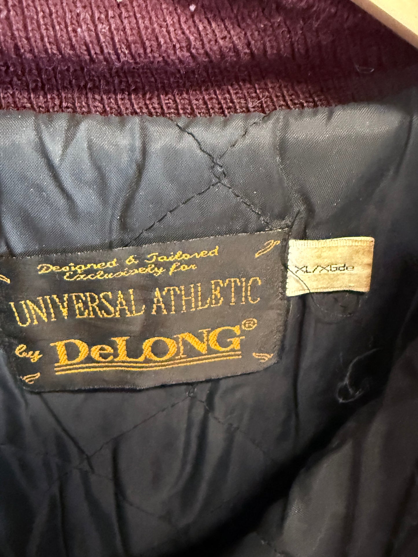Vintage De Long Varsity Red Bomber Jacket Size XL