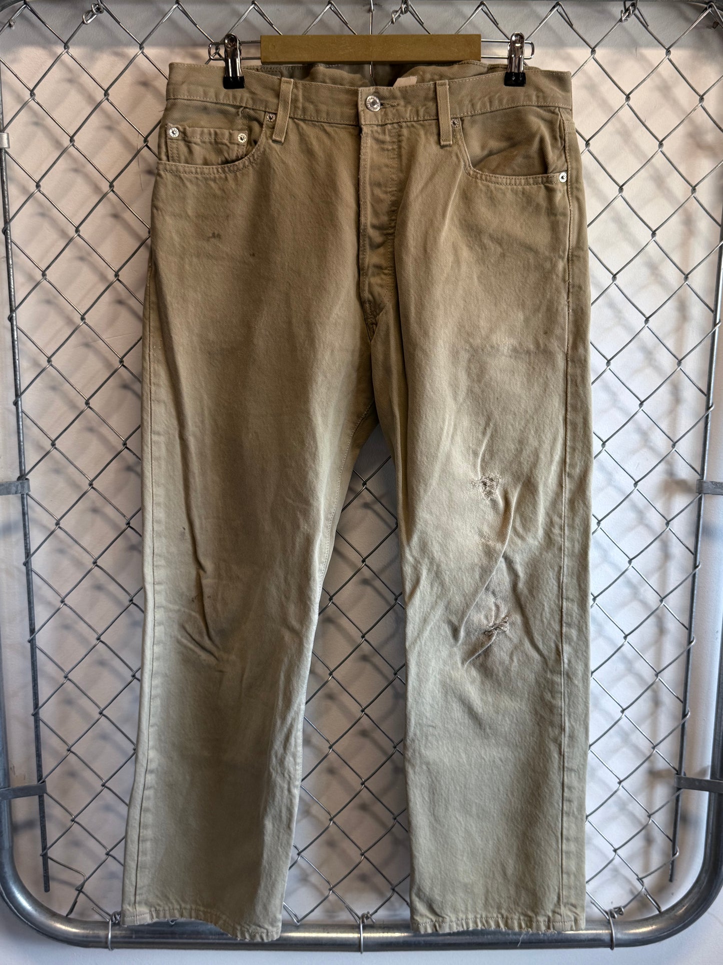 Vintage Levi's Light Brown 501 Button Fly Denim Jeans Size 35x28