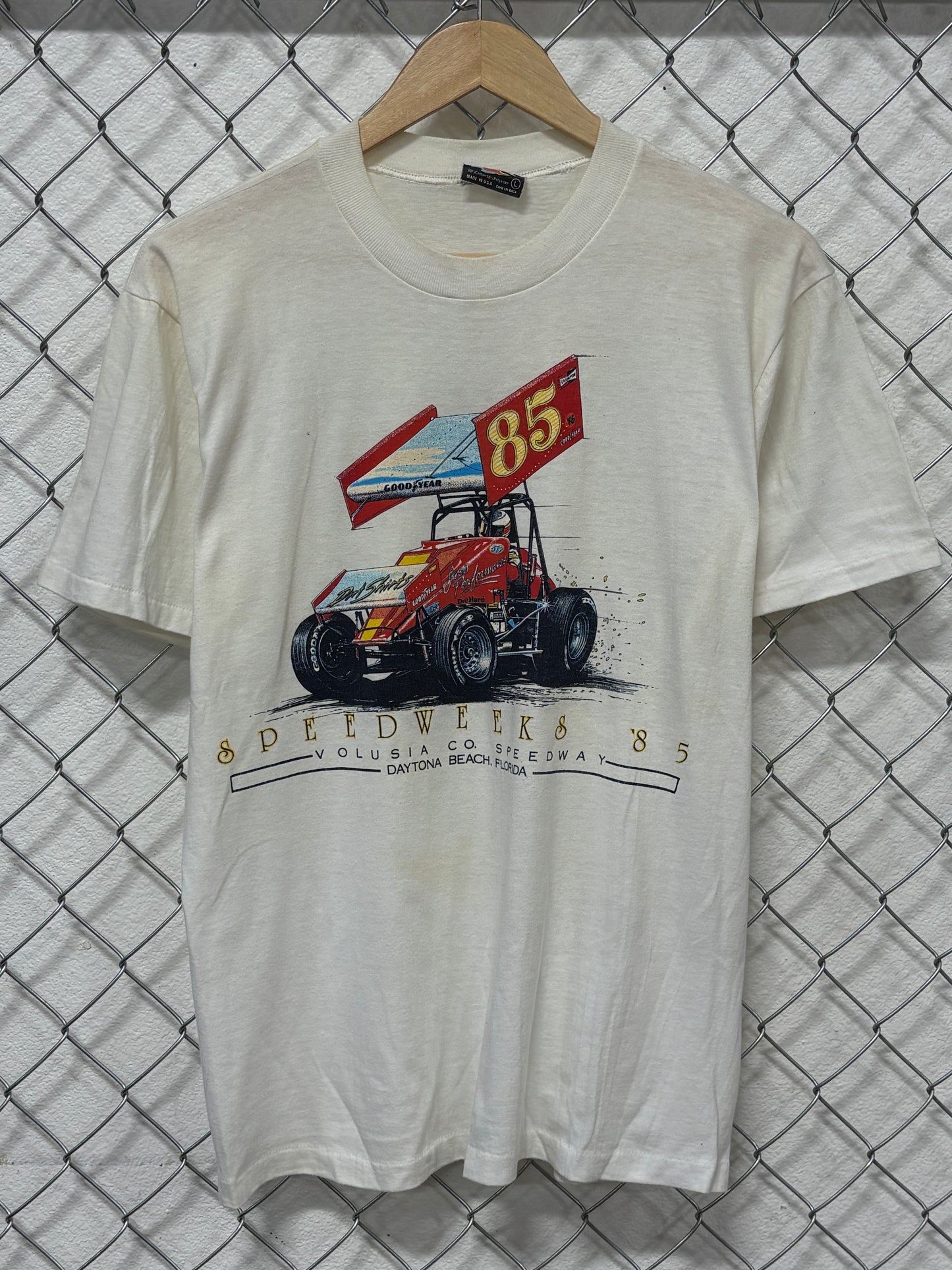 Vintage 1985 Daytona Beach Speed Week Racing Graphic Tee Size Large