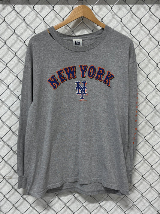 Vintage Y2K New York Mets Long Sleeve Baseball Shirt Size Large