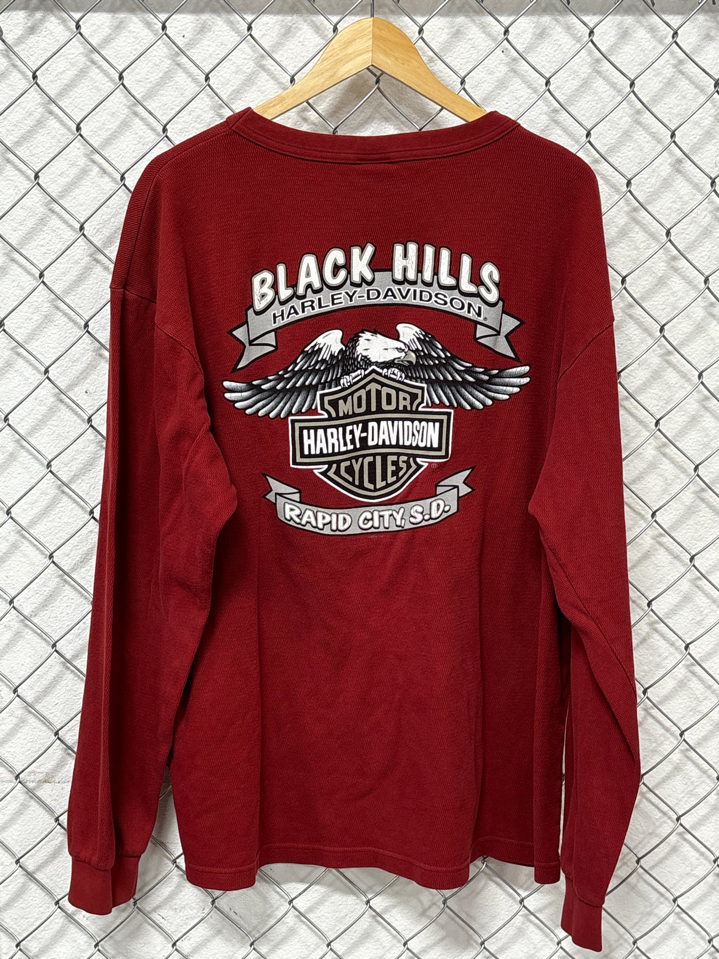 Vintage Harley Davidson Pre Luxe Black Hills Biker Long Sleeve Shirt Size XL