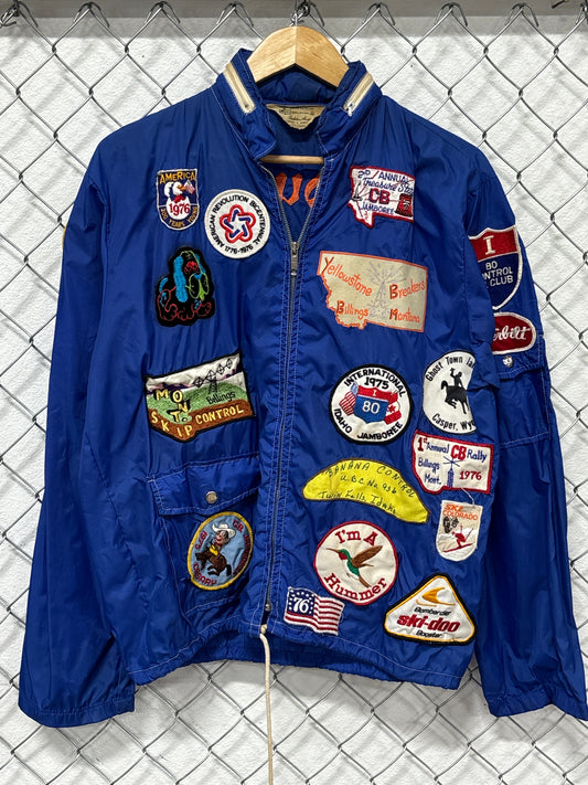 Vintage 70's Kmart Brand Windbreaker Jacket Radio Ski Patches Size Medium