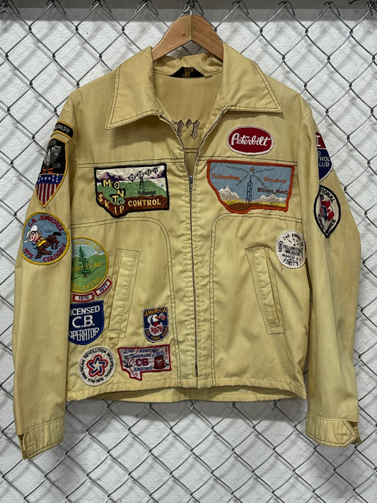 Vintage 70's Windbreaker Jacket CB Radio Patches All Over Size Large