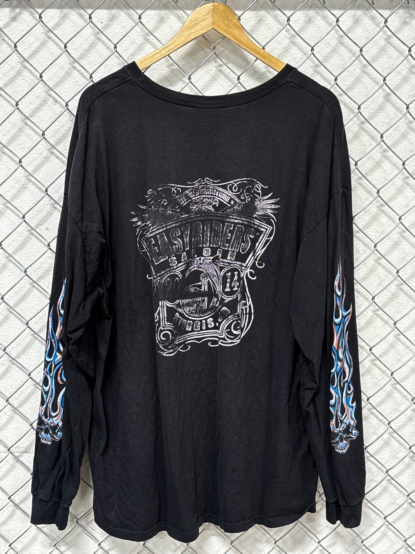 Vintage Easy Riders Flame Sleeve Biker Long Sleeve Shirt Size XXL