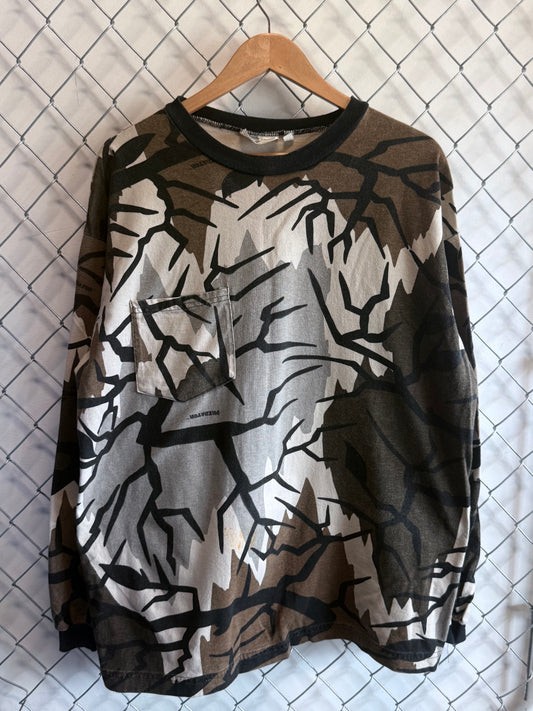 Vintage Predator Woodland Hunting Camo Long Sleeve Shirt Size XL