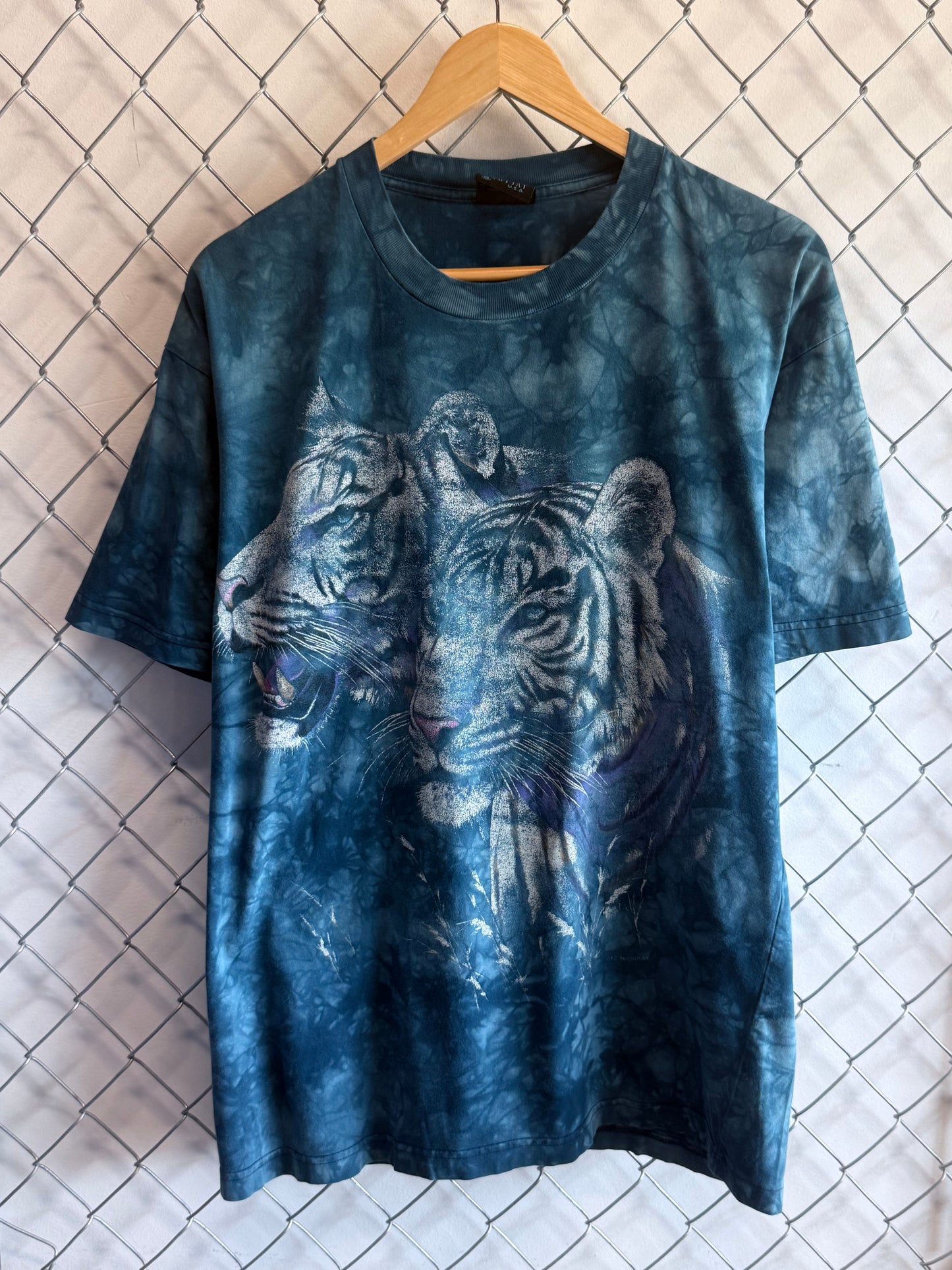 Vintage Habitat White Tigers Nature Big Print Graphic Tee Size Medium