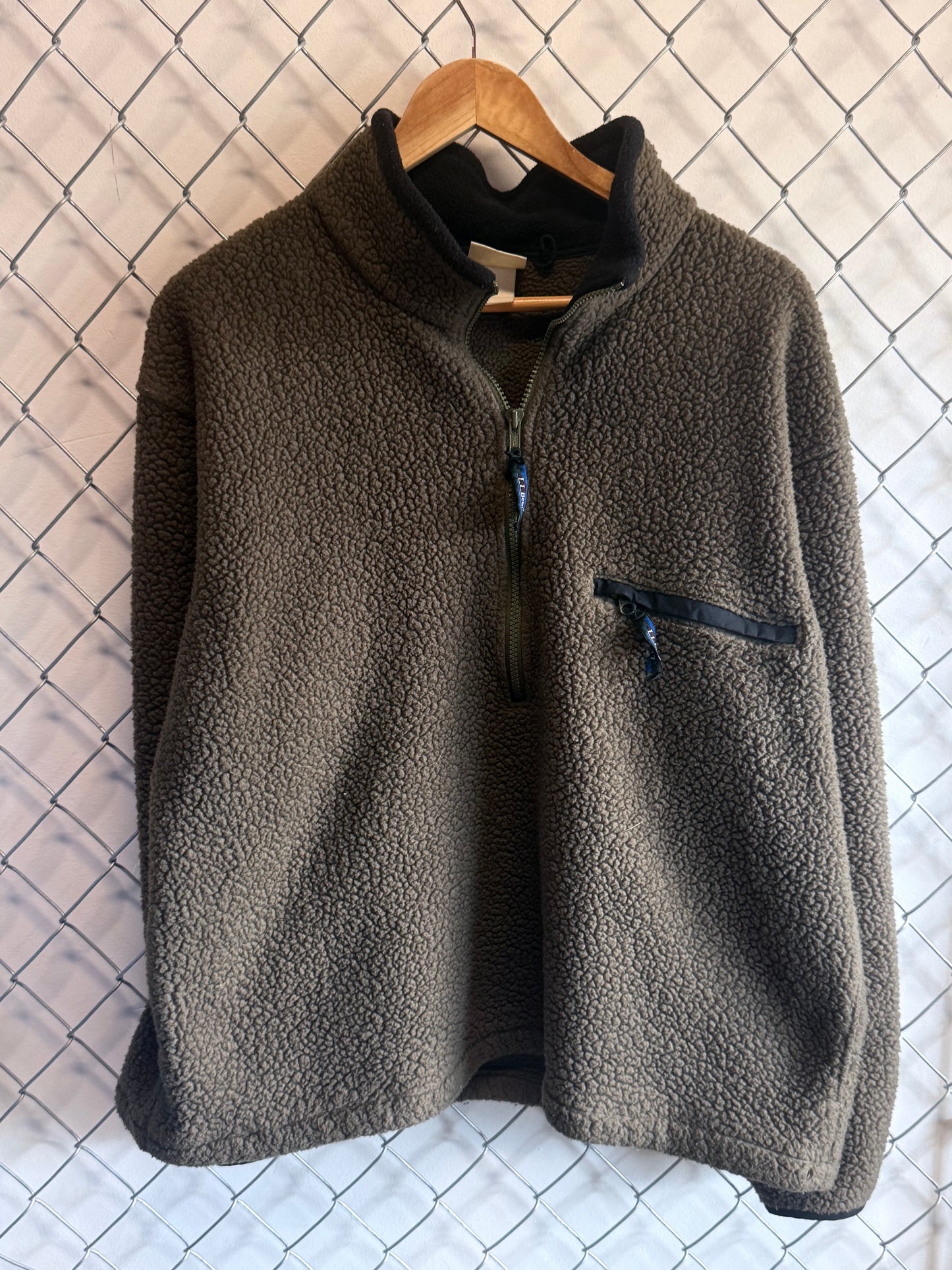 Vintage LL Bean Brown Fleece Zip Sweater Size XL