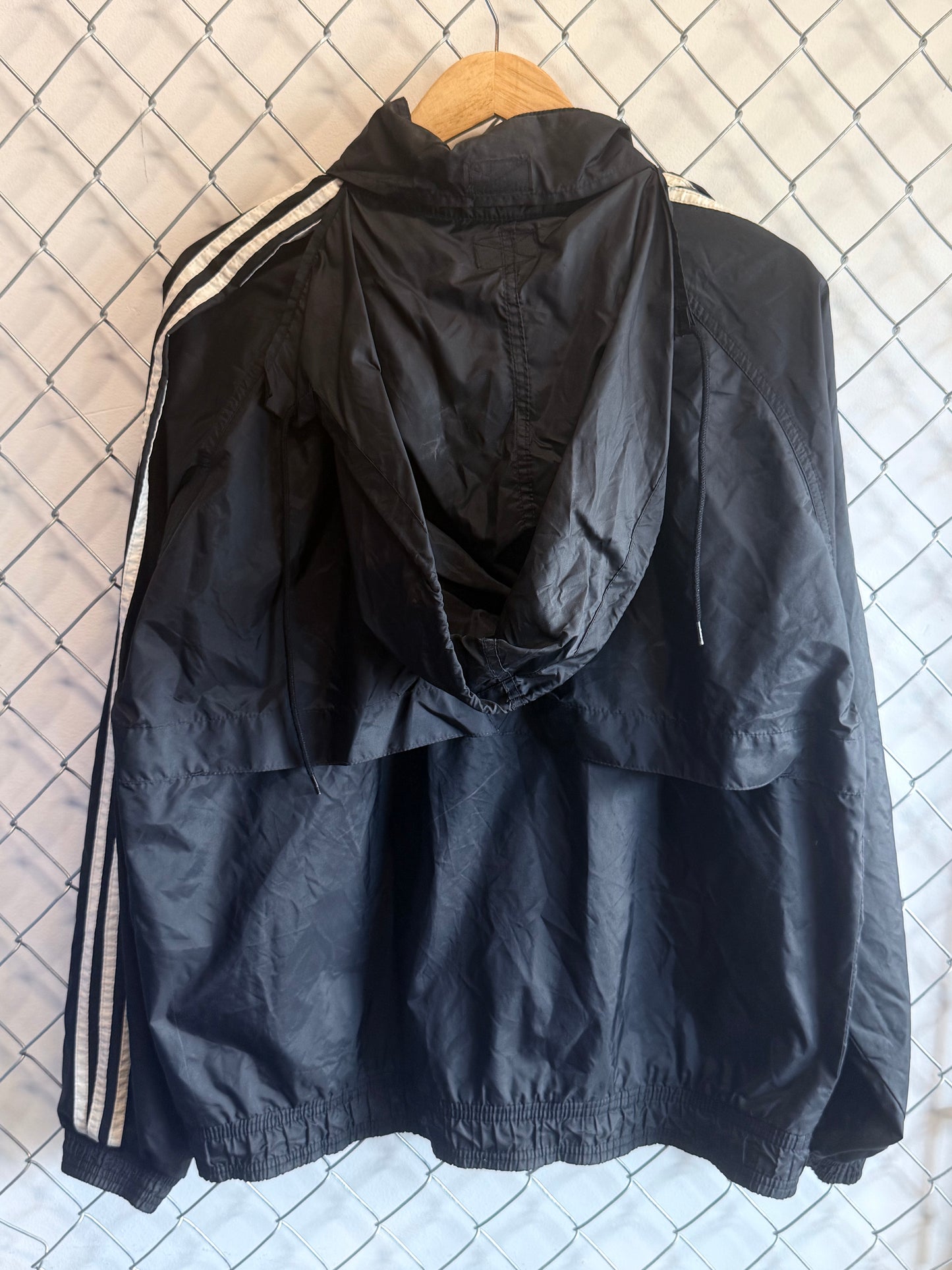 Vintage 90's Adidas Black White Three Stripes Windbreaker Size Medium