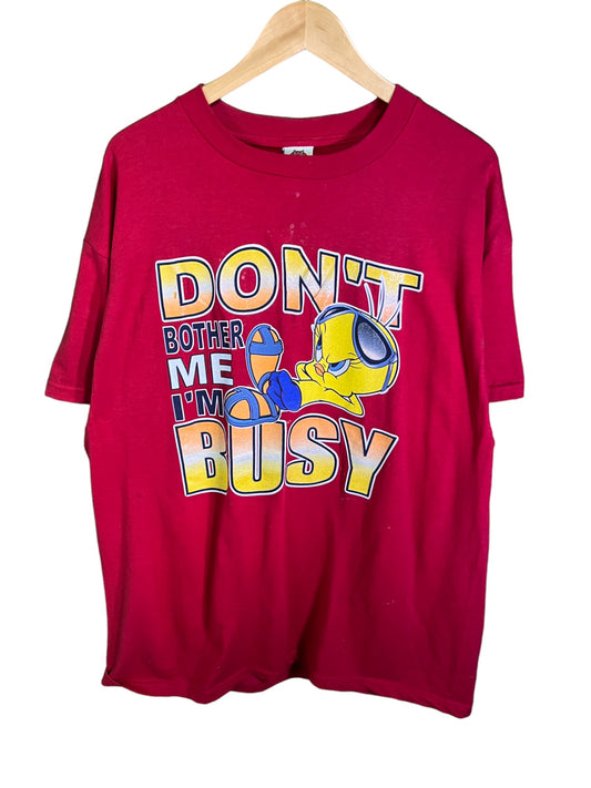 Vintage Looney Tunes Tweety Bird Don't Bother Me Graphic Tee Size XL