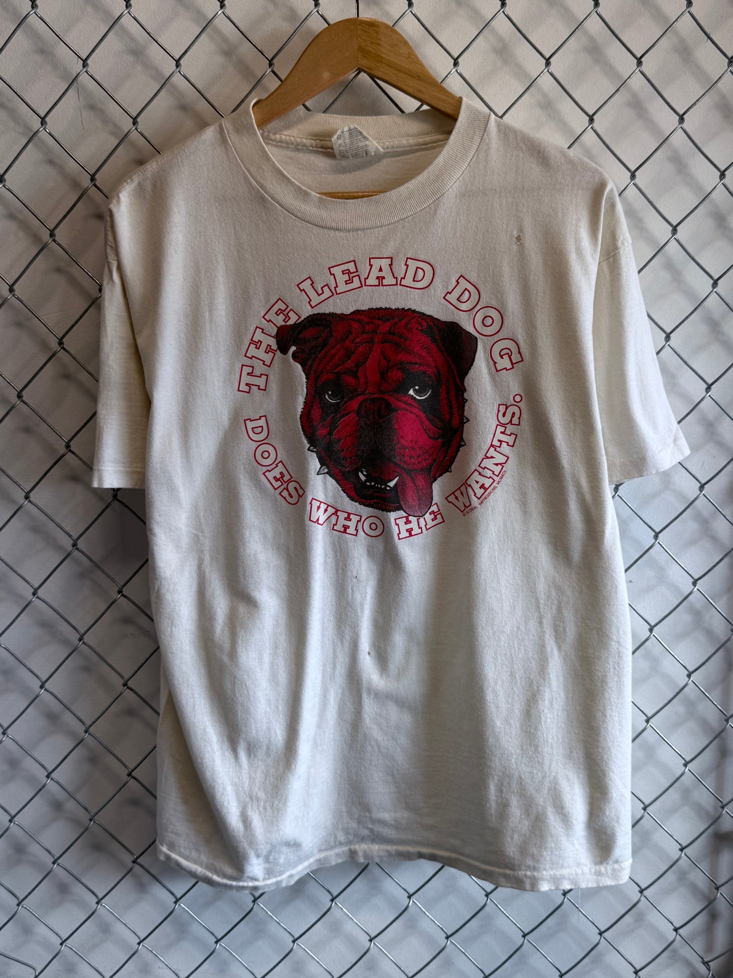 Vintage 90's Lead Dog Does Who He Wants Graphic Tee Size Large