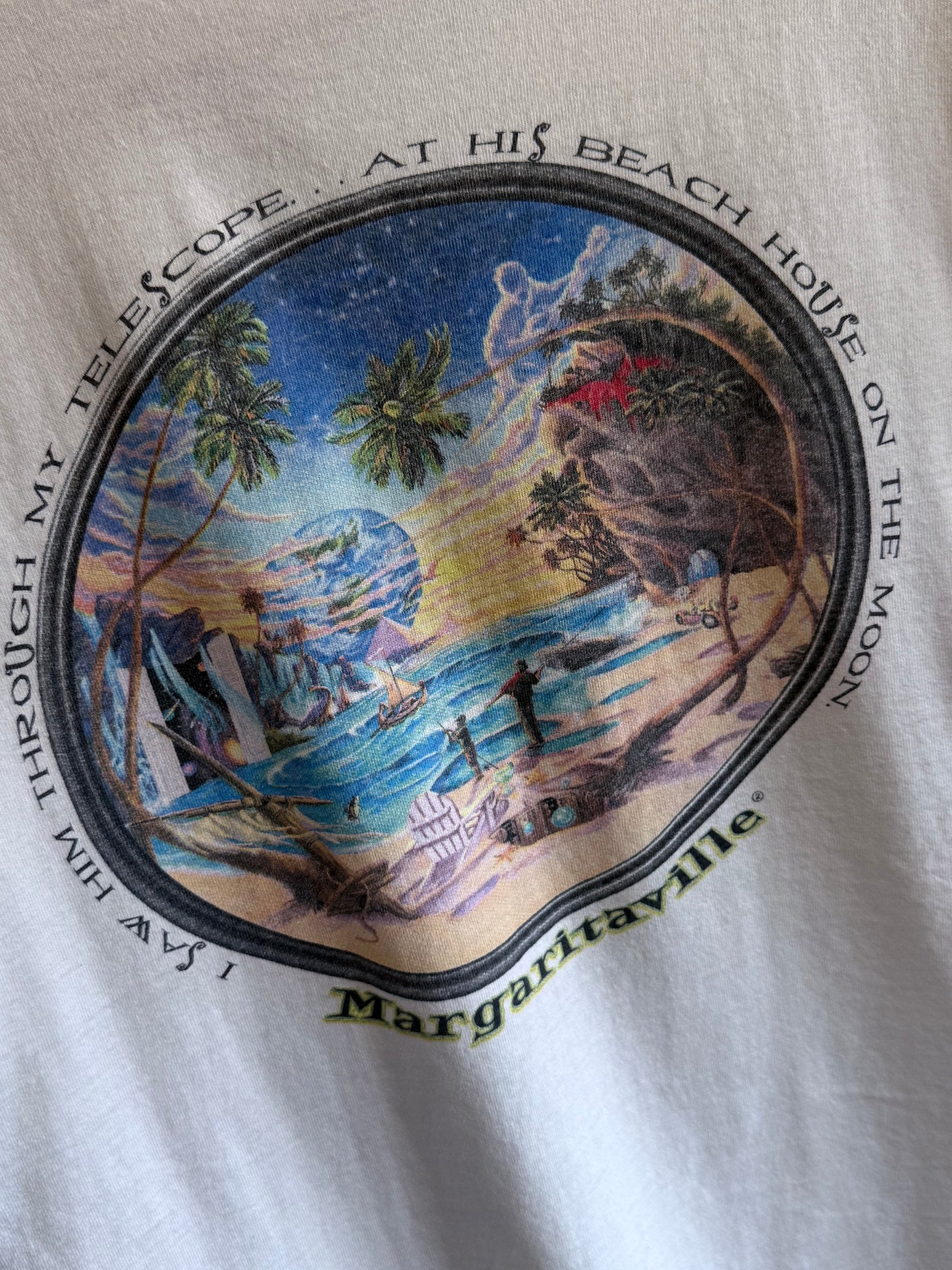 Vintage Y2K Margaritaville Telescope Beach Graphic Tee Size XL