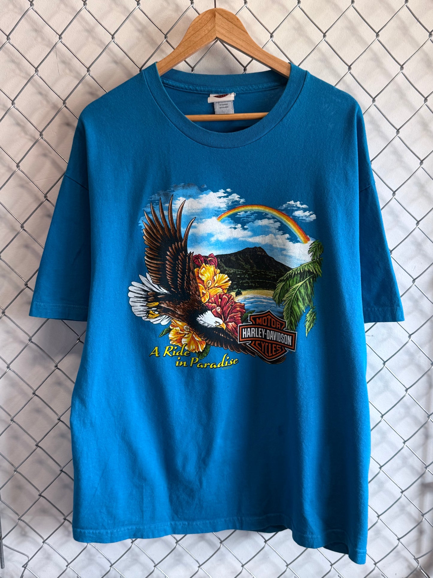 Vintage Harley Ride in Paradise Hawaii Biker Graphic Tee Size XL