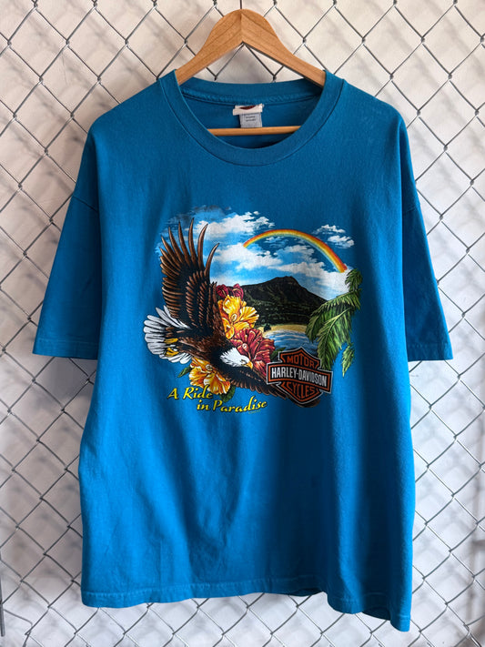 Vintage Harley Ride in Paradise Hawaii Biker Graphic Tee Size XL