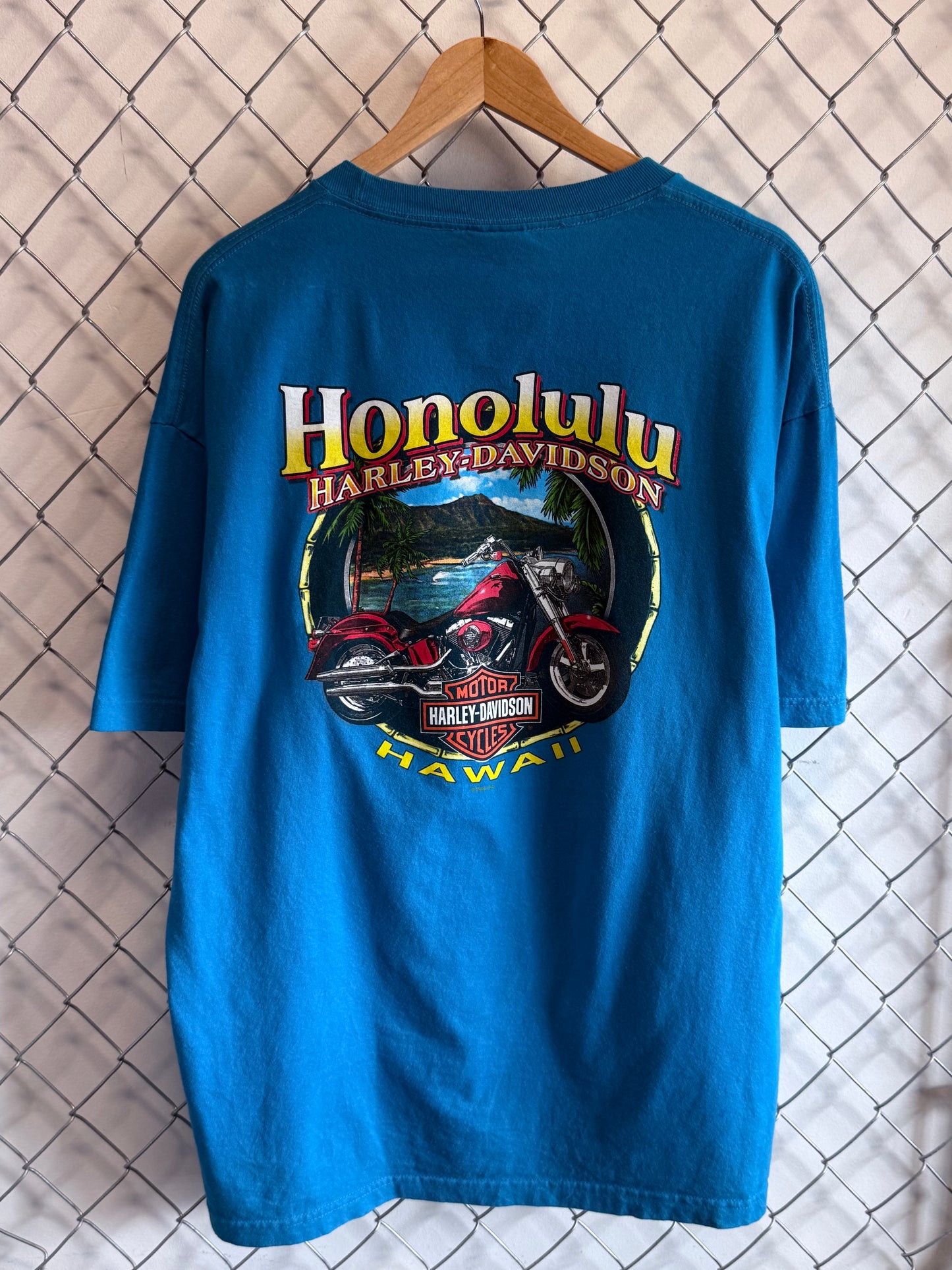 Vintage Harley Ride in Paradise Hawaii Biker Graphic Tee Size XL