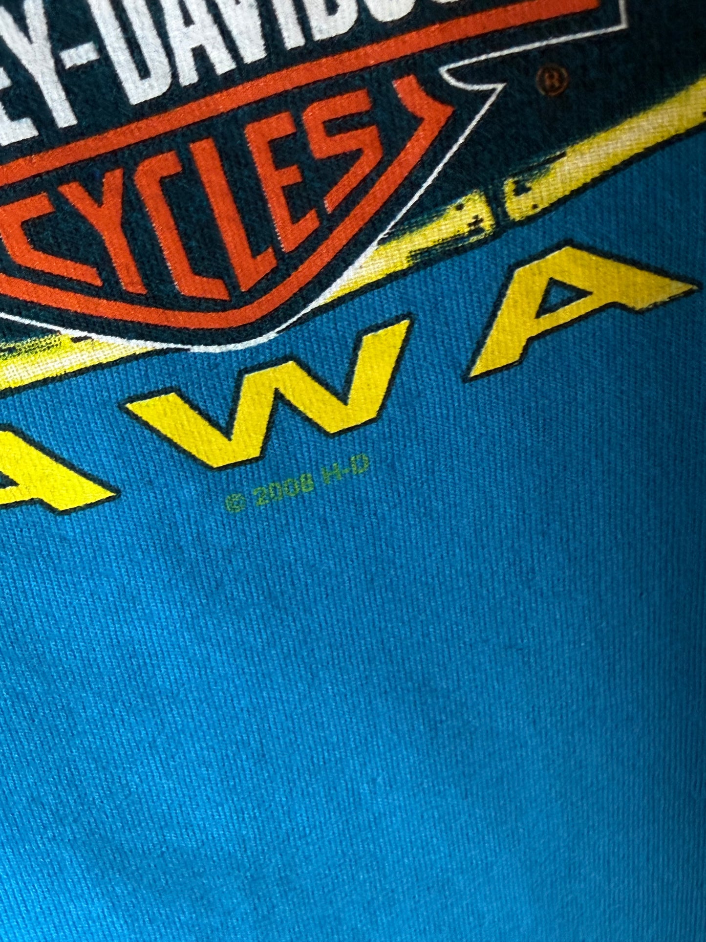 Vintage Harley Ride in Paradise Hawaii Biker Graphic Tee Size XL