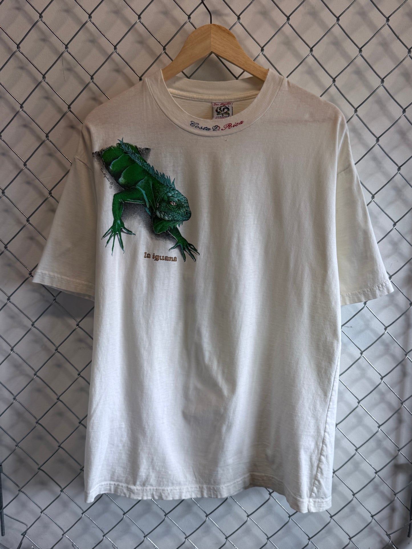 Vintage Iguana Costa Rica Double Sided Nature Graphic Tee Size Large