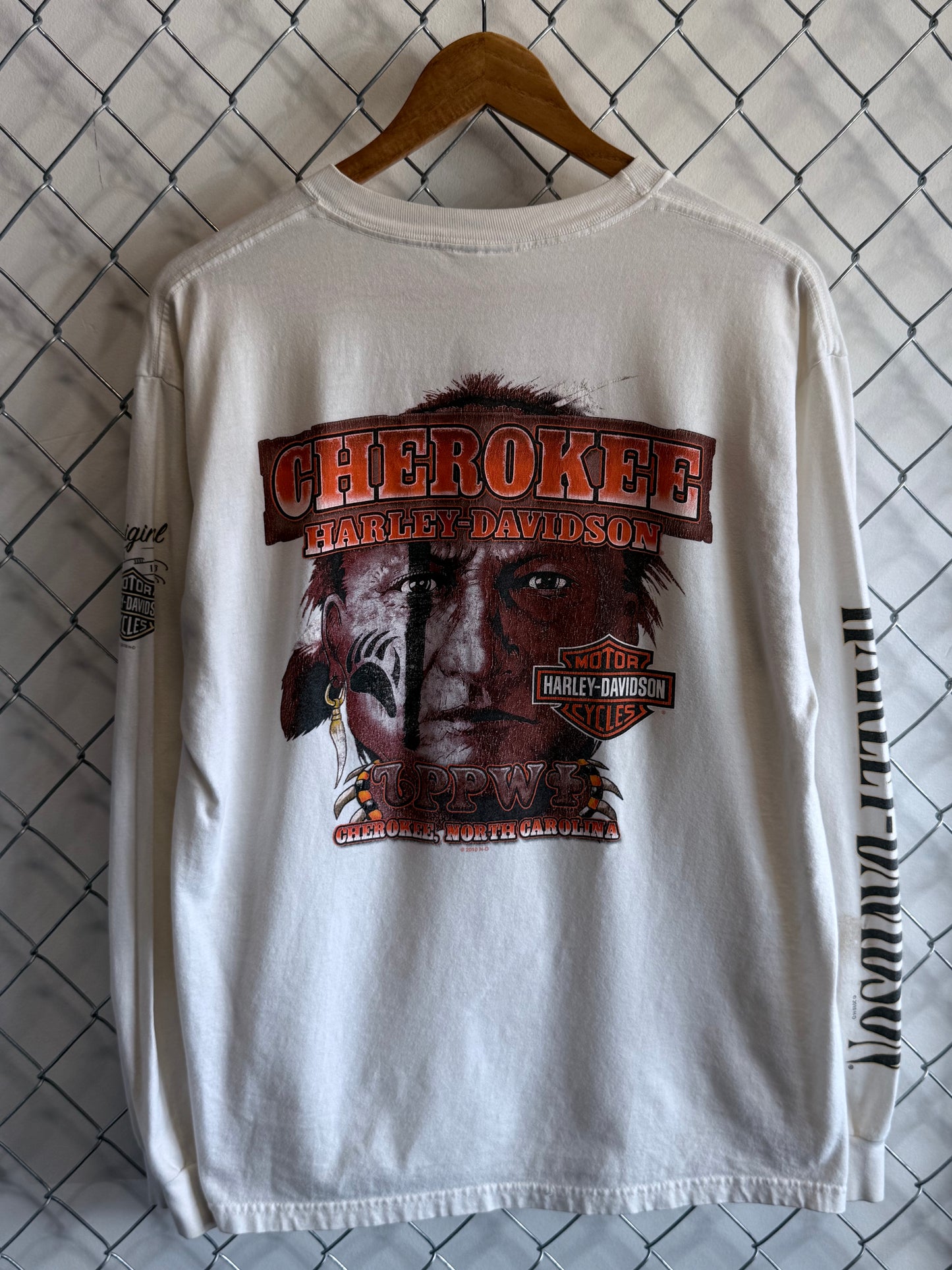 Harley Davidson Cherokee North Carolina Long Sleeve Biker Shirt Size Large