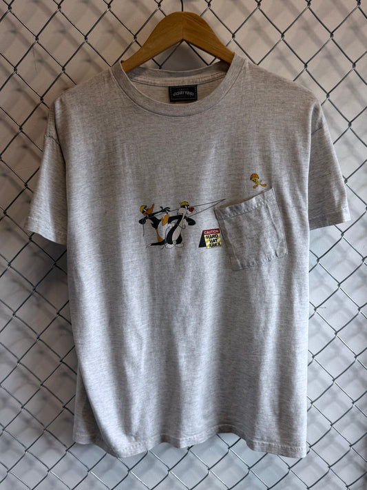 Vintage 90's Looney Tunes Cartoon Pocket Tee Size Large