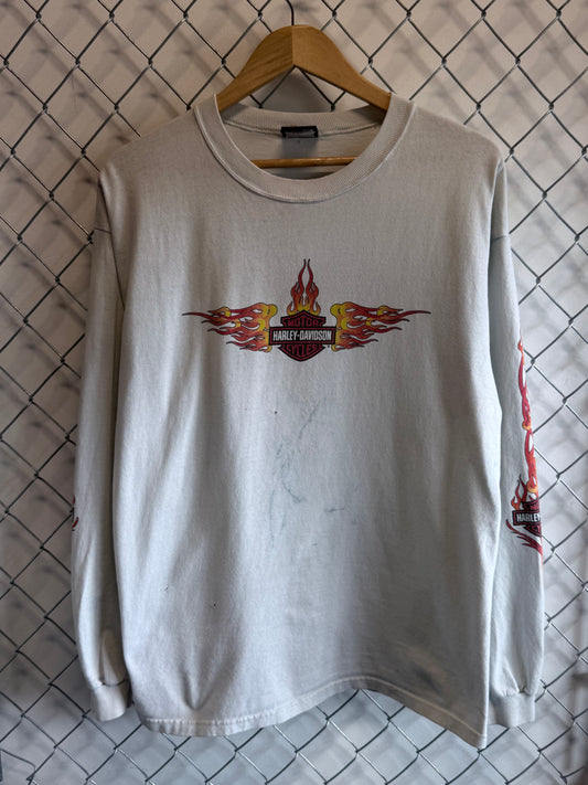 Vintage Harley Davidson California Sleeve Flames Long Sleeve Shirt Size Large